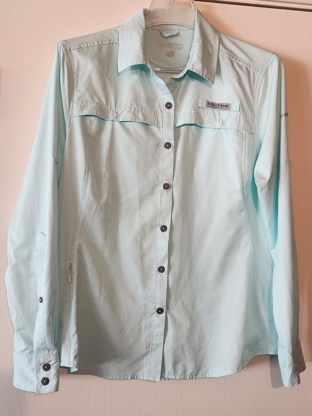 Field & Stream Ladie's Shirt Smart Cool Aqua Mint Green Size L EUC $20